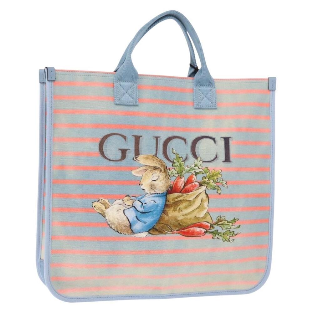 GUCCI Hand Bag Canvas Light Blue 605831 Auth 161483M - Picture 1 of 16